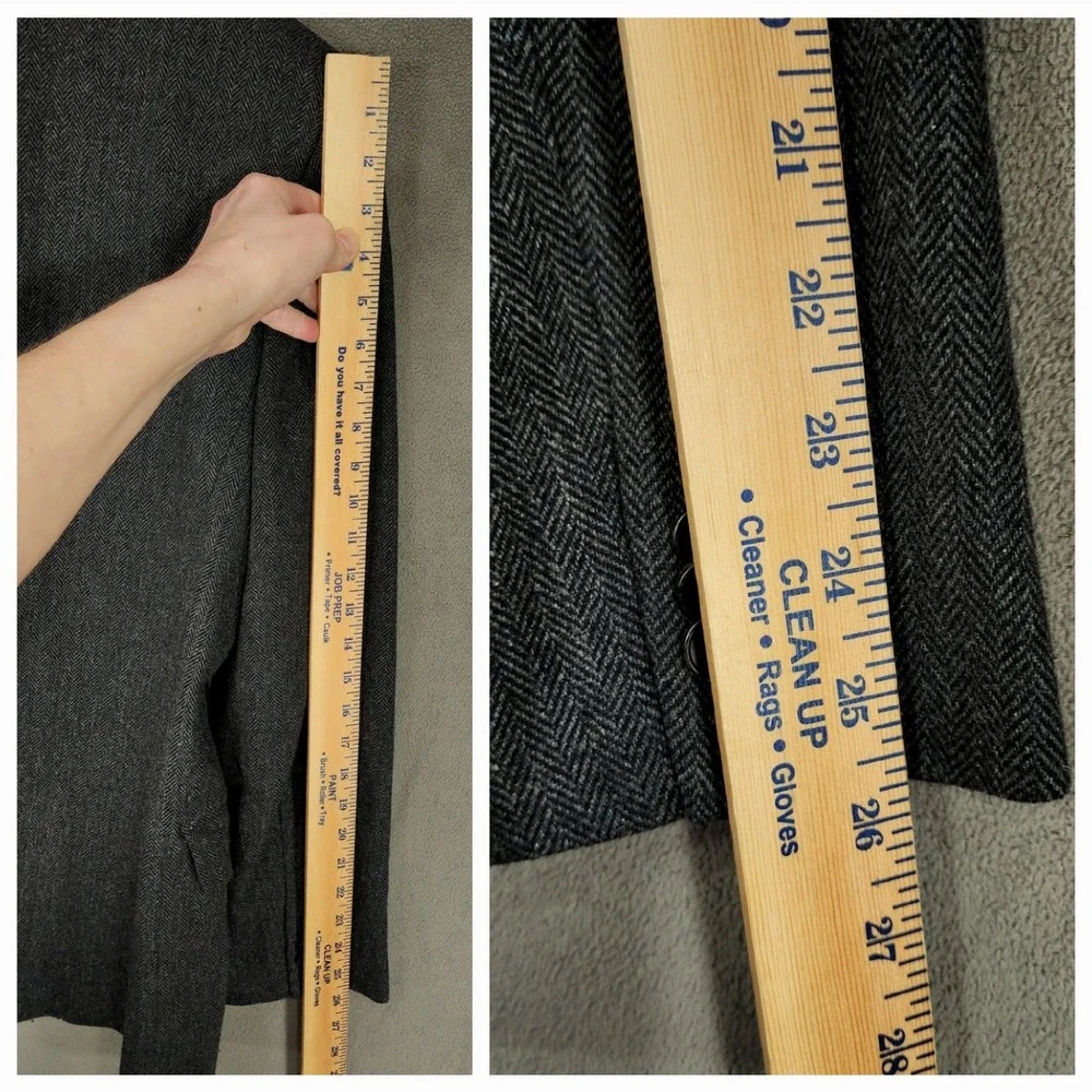 Gap Tailored Blazer sz 42R Men Herringbone Tweed‎ Wool Blend Black Gray Preppy